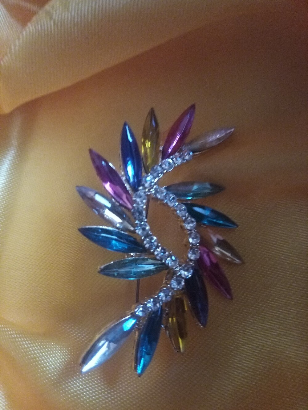 💐Multicolor Rhinestones Crystal Leaf Cocktail Brooch 💐